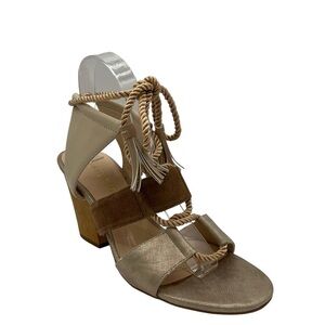 Studio Isola Lisbon Leather Tassel Tie Block Heel Sandals Women's Size 10
